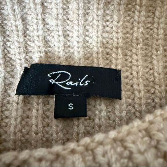 Rails Claudia Camel Ebony Stripe Sweater Womens Sz S Oversized Knit Mock Neck - Picture 8 of 13